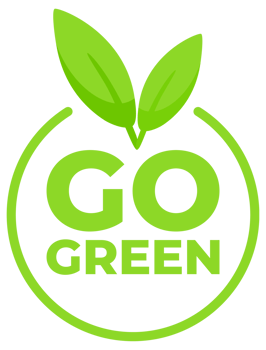 Collection of Go Green eco-friendly icons with leaf motifs, promoting environmental sustainability. png