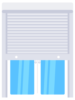 Plastic window with rolling shutter set. Glass window. illustration png