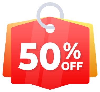 50 percent off Discount Promotions, red price tag, offers. illustration png