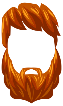 Set of ginger and red hair and beards for cartoon character customization featuring different trendy haircuts png