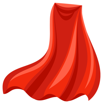 Six illustrations of a red superhero cloak, moving in the wind and suitable for comic books or fantasy png