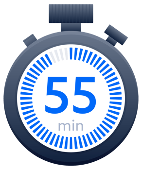 55 min timer and Stopwatch icons. Countdown symbol. Kitchen timer icon. illustration png