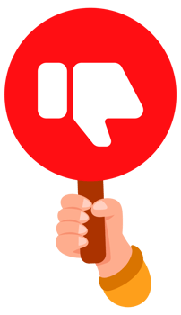 Hands holding thumbs up and down signs for voting or feedback png