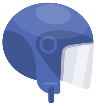 Set of colorful helmets providing safety for different sports and activities. png