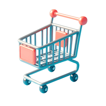 shopping cart 3d carton style isolated on transparent background png