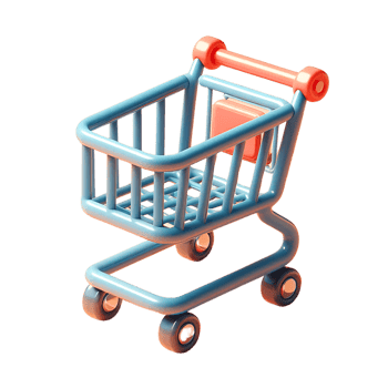 shopping cart 3d icon isolated on transparent background png