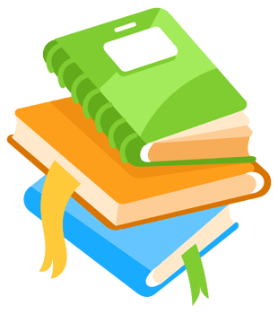 Set of school supplies including a backpack, books, and writing utensils are laying on a table. png