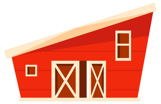 Collection of countryside barns showing different architectural styles png