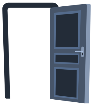 Door Closed and open classical interior. Doors Frame set. illustration png