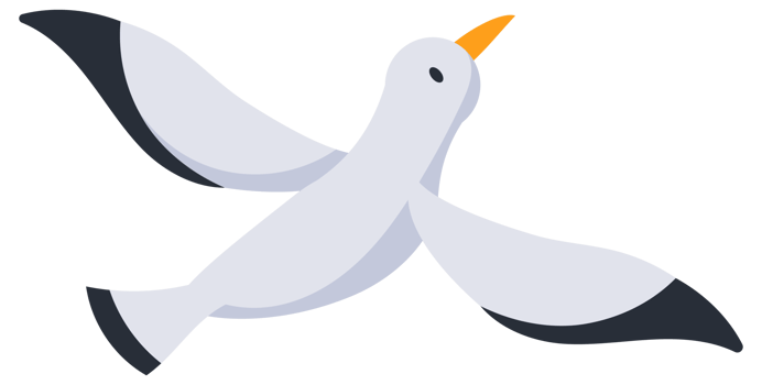 Set of cartoon seagulls standing and flying with spread wings png