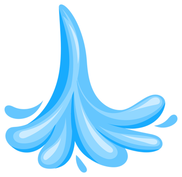 Set of blue water splashes flowing and splashing making different shapes png