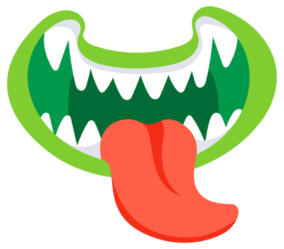 Monster mouth with tongue and teeth. Scary and funny mouth png
