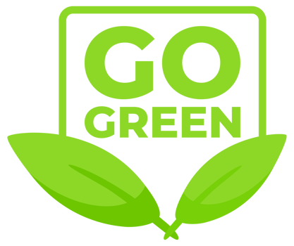 Collection of Go Green eco-friendly icons with leaf motifs, promoting environmental sustainability. png