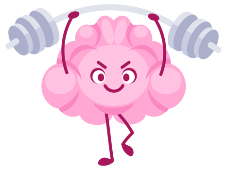 Set of cartoon brains representing mental states such as anger, relaxation, concentration, and sleepiness png