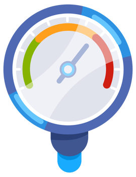 Set of colorful round manometers measuring pressure with arrow showing different values, industrial device for measurement of pressure in pipes or tanks png