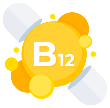 Vitamin B12 supplement capsules depicted in vibrant yellow for energy and metabolic function support png