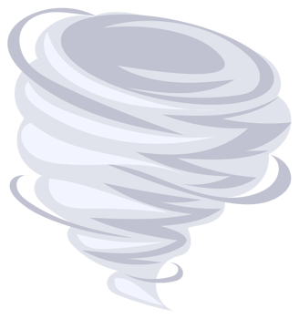 Four cartoon style whirlwinds swirling on white background. png