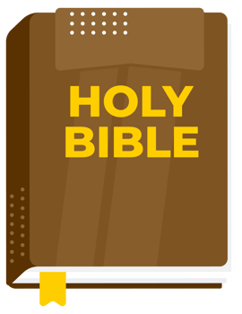 Brown holy bible book cover with a yellow bookmark is shown, representing faith and religion png