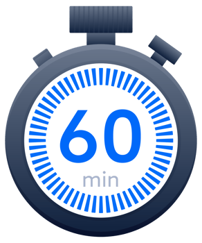 60 min timer and Stopwatch icons. Countdown symbol. Kitchen timer icon. illustration png
