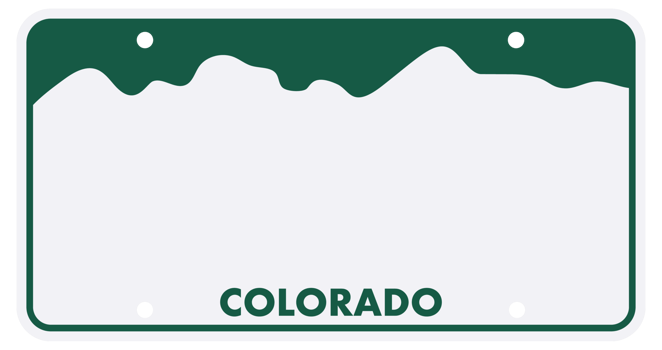Colorado license plate featuring green mountain peaks design png