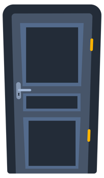 Door Closed and open classical interior. Doors Frame set. illustration png