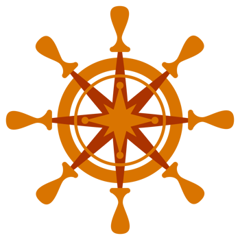 Classic wooden round ship helm. Helm of a boat or ship png