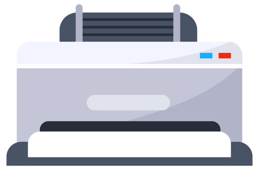 Four different printers are standing on a white background, representing home and office electronic equipment png