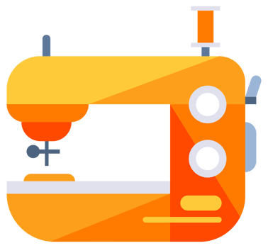 Sewing Machine Set. Mechanical devices for stitching fabric. Fashion pin craft needlework png