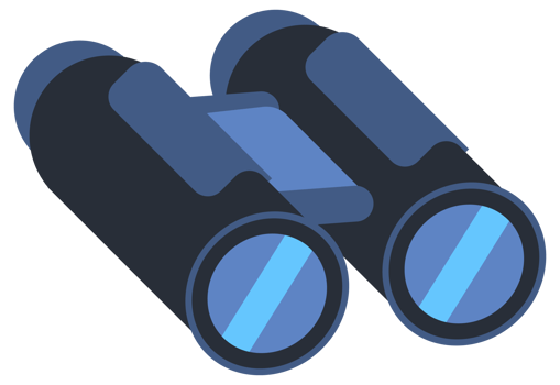 Binoculars, optical equipment. Search, explore and zoom vision set. png
