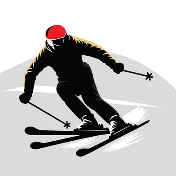 A Man Skiing Down a Hill on a White Snow. vector