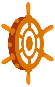 Classic wooden round ship helm. Helm of a boat or ship png