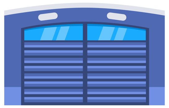 Garage door gates set. Roll cartoon garage for car house storage. Warehouse shutter metal rollers. png
