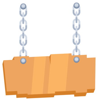 Wooden sign boards hanging from chain. illustration png