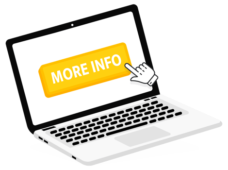 More info text on Laptop screen with a red button . Button with pointer clicking. Finger Pressing png
