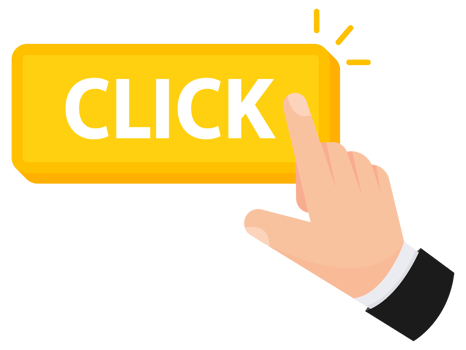 illustration of a hand pointing to a vibrant yellow Click button, signifying a call to action png