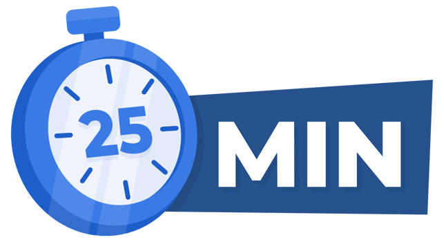 25 Minute Countdown Timer Icon Blue Stopwatch for Time Management and Productivity Concept png