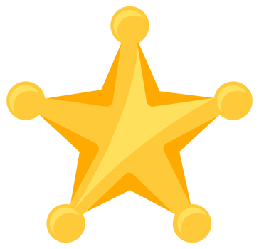 Set of nine different cartoon style gold stars shining brightly. png