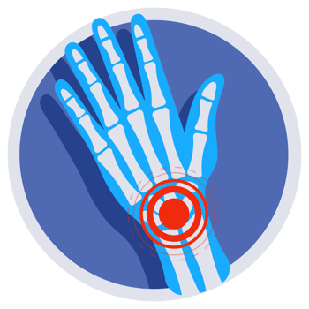 Set of joints pain icons showing symptoms of arthritis, osteoporosis, rheumatoid, gout, knee, wrist, elbow, ankle injury. png