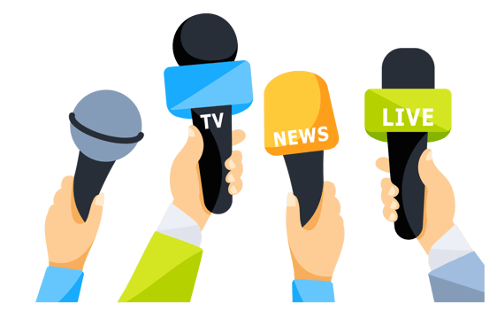 Hands holding microphone. Hands of people journalists. Mic recorder taking interview on live tv. png