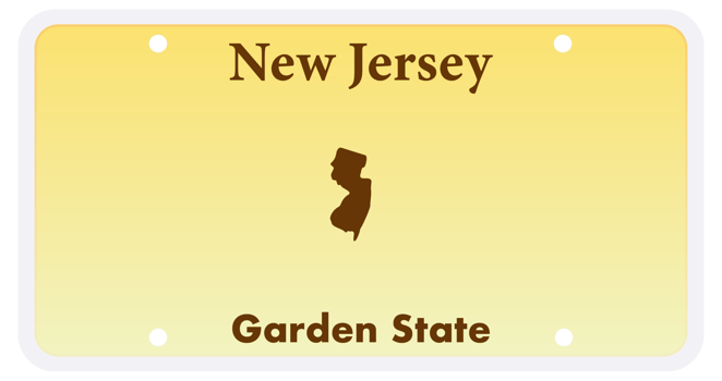 New jersey garden state license plate on gradient yellow background png
