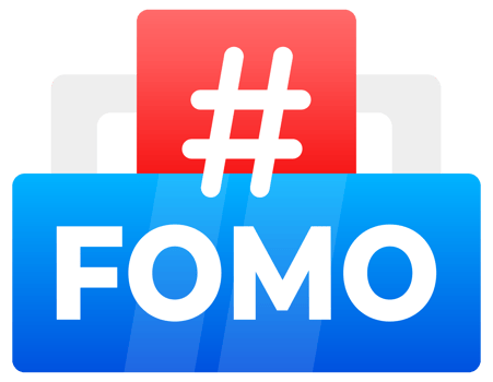 FOMO Hashtag Bubbles in Flat Design - A collection of modern, colorful speech bubbles with the FOMO hashtag, representing the fear of missing out in social media culture png