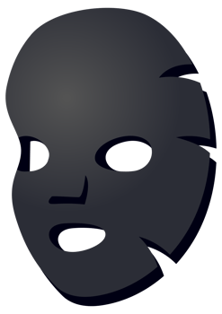 Black facial cosmetic sheet masks showing different sides png