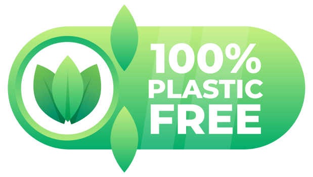Eco friendly 100 plastic free sticker with leaf graphics for sustainable product marketing png