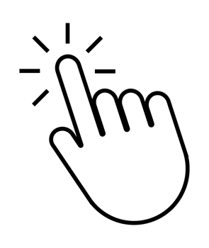 Hand cursor clicking with index finger, touching screen or button png
