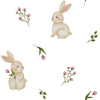 Happy Easter Bunny Seamless Pattern. Floral Meadow Design for Seasonal Cards and Fabric png