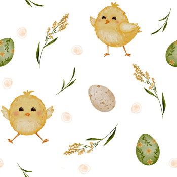 Cute Easter Chicken with Floral Pattern, Seamless Spring Egg Design, Happy Holiday Graphic png