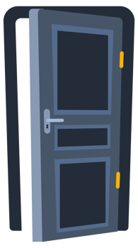 Door Closed and open classical interior. Doors Frame set. illustration png