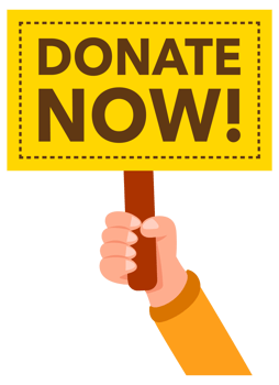 People holding donation signs asking to donate now png