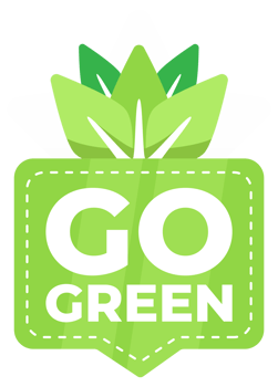 Badge with GO GREEN text and leaf motif to promote environmental awareness and eco-friendly practices png