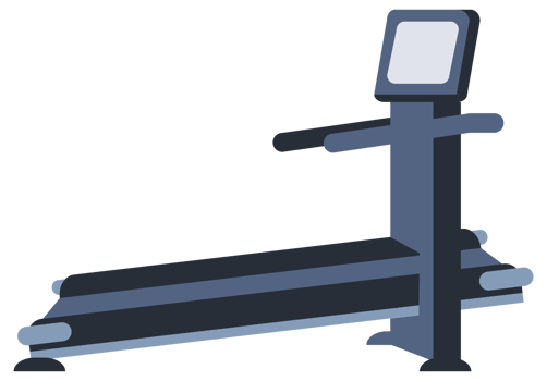 Treadmill running cartoon set. Sport Tools. Treadmill machine. png